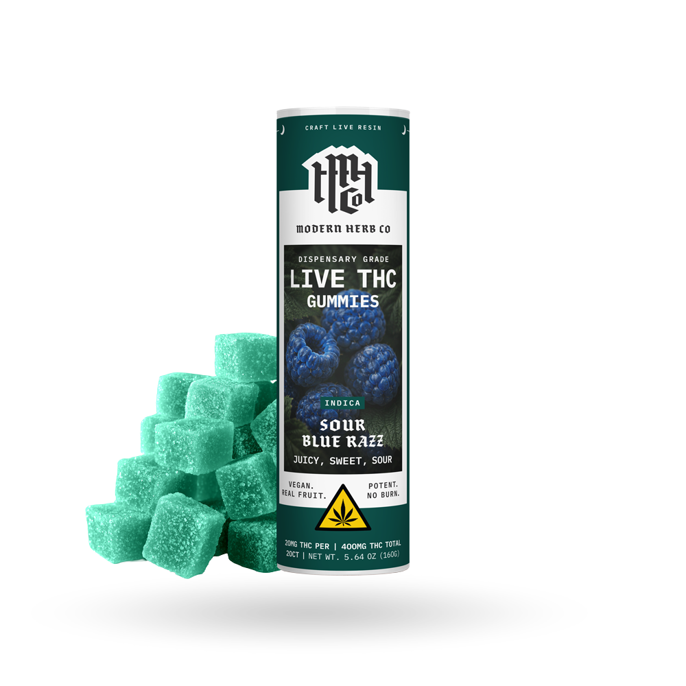 The Hemp Collect Live Resin D9 THC Gummies: Sour Blue Razz (Indica), 20ct