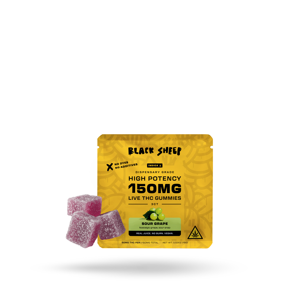 Live THC Gummy: Sour Grape (Indica), 3ct