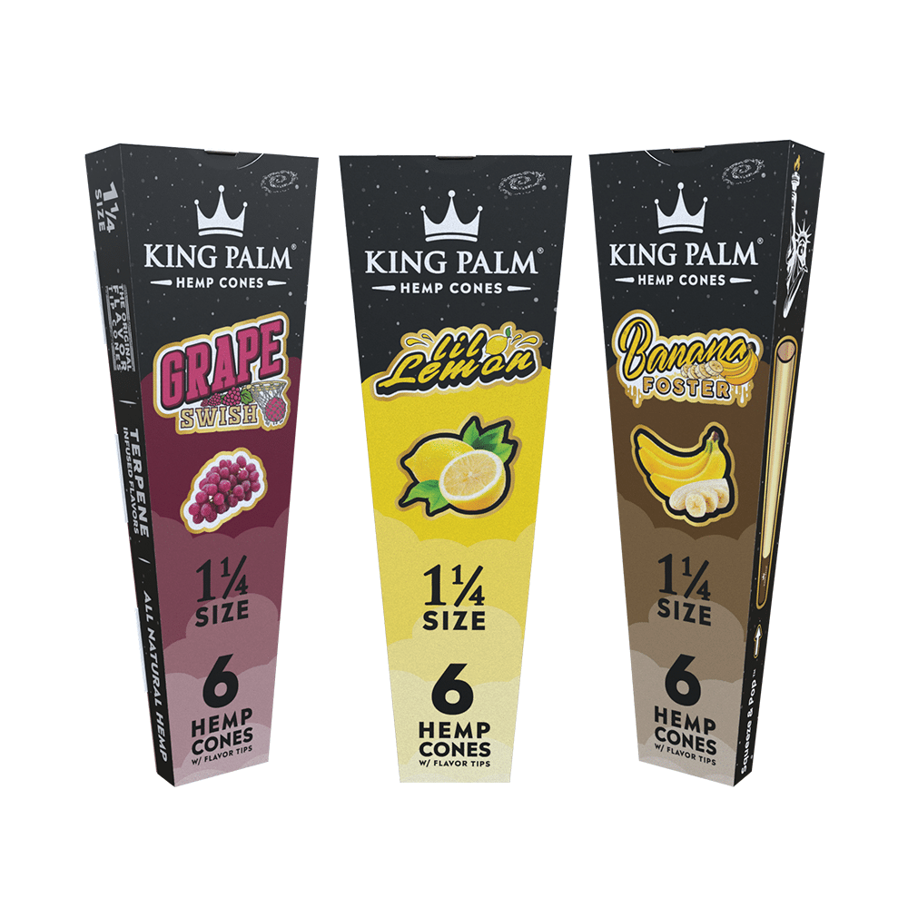 King Palm 6 Hemp Cones - 1 1/4 Size
