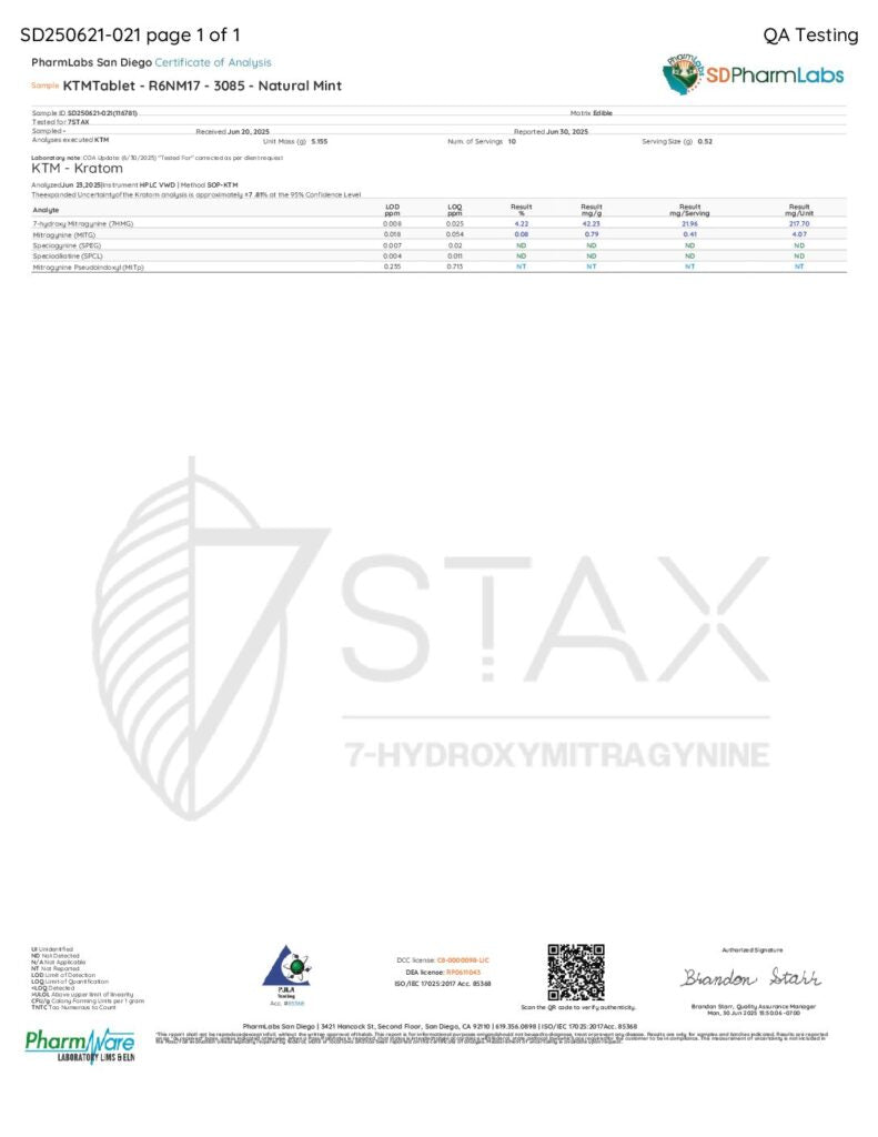 7Stax Premium 7-OH Kratom Alkaloid Tablets (20mg – 1 Count)