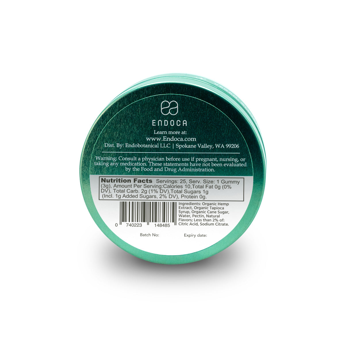 Endoca Raw Hemp Gummies, 25mg CBD