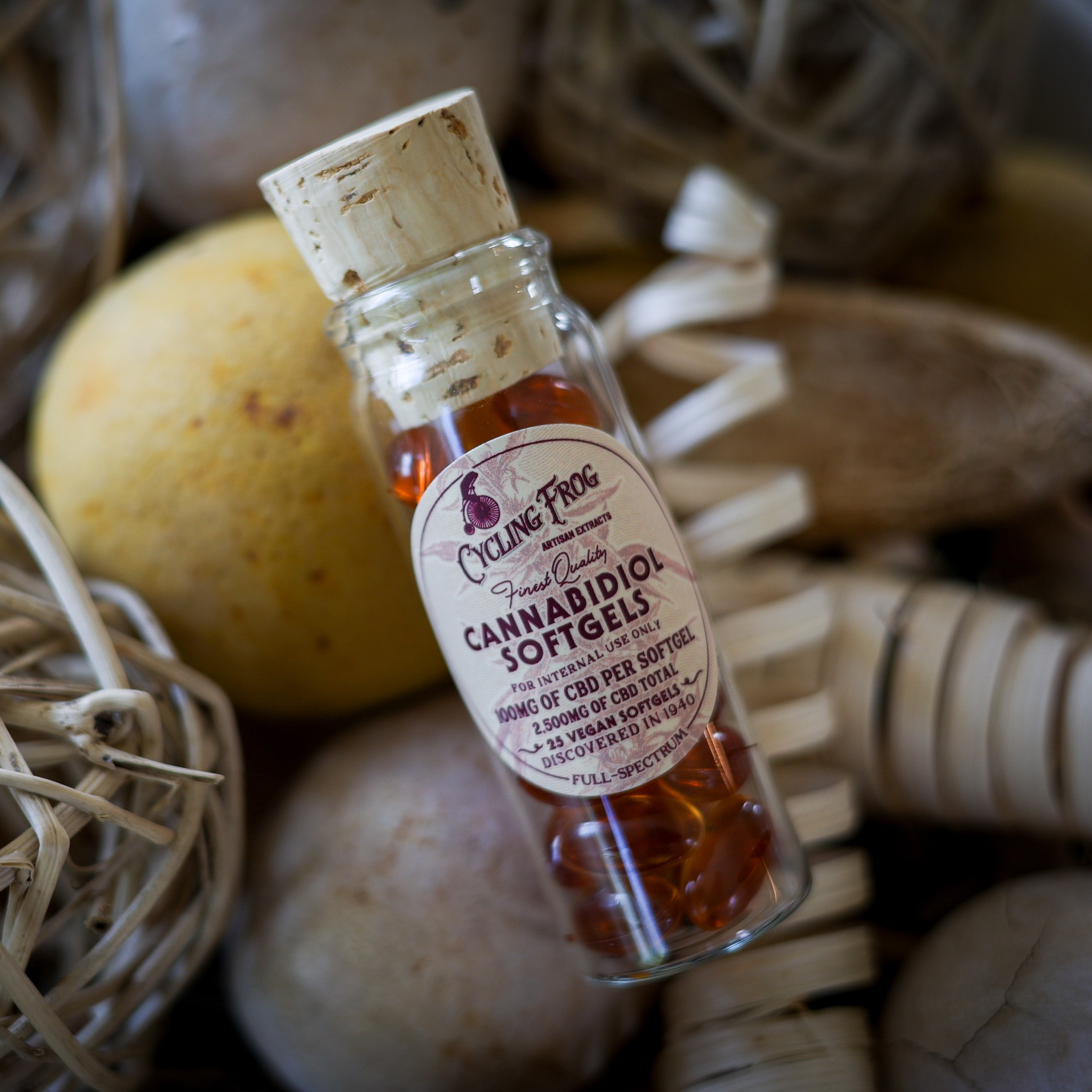 Cycling Frog Softgels, 100mg CBD + 1mg THC