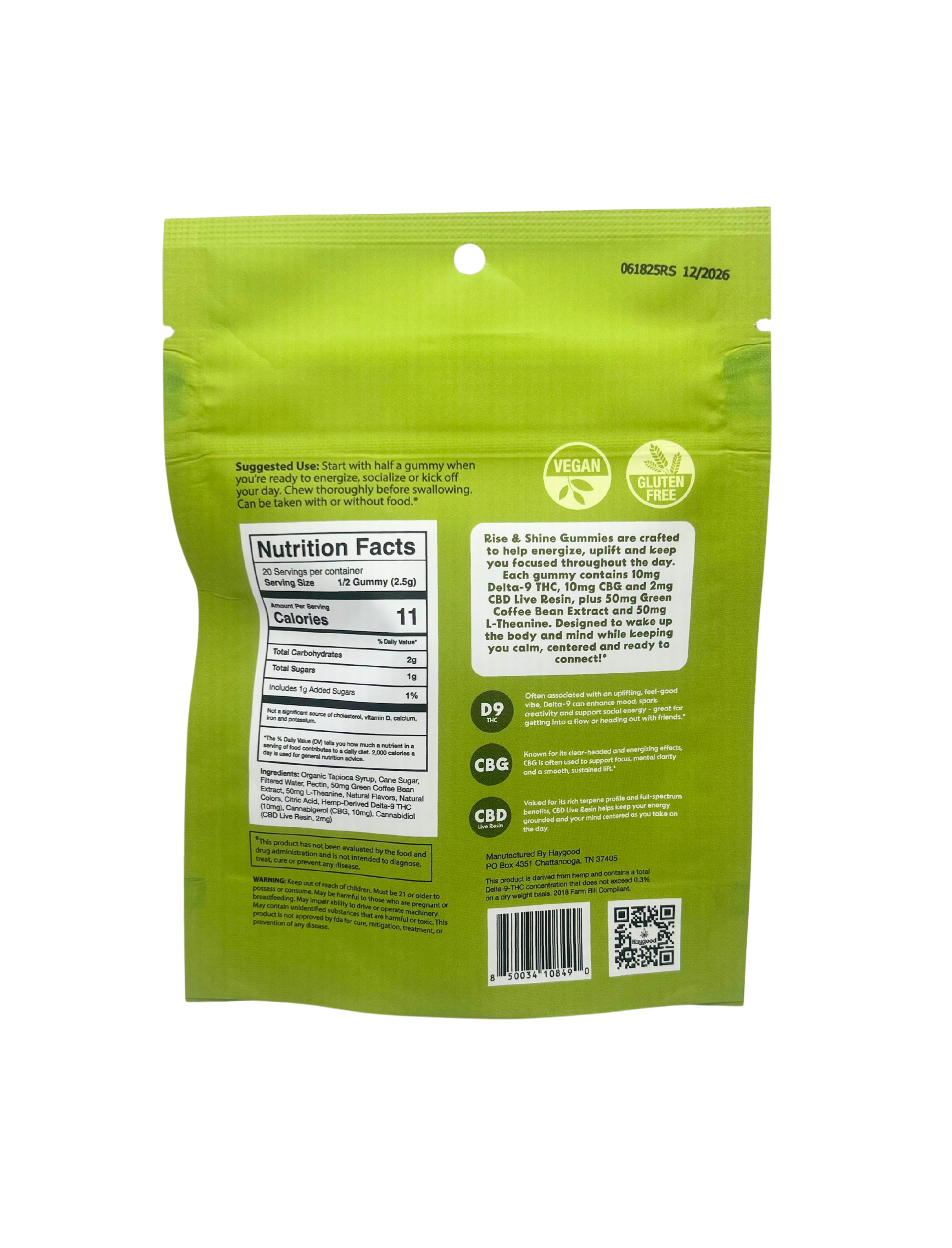 Haygood Farms Rise & Shine CBG & Delta 9 THC Live Resin Gummies – Sativa - Lemon Lime