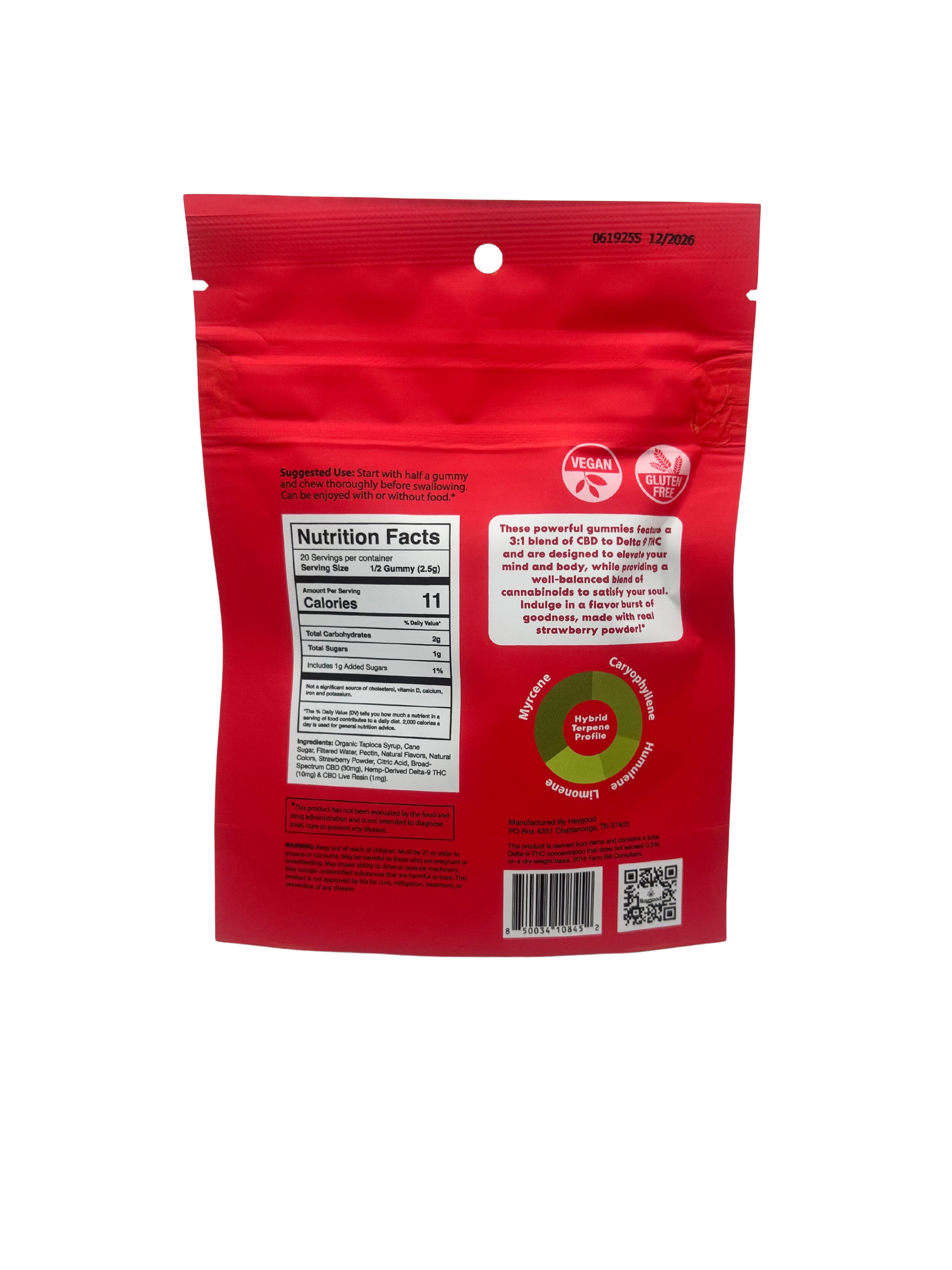 Haygood Farms D9 THC Live Resin 3:1 Gummies - Hybrid - Strawberry