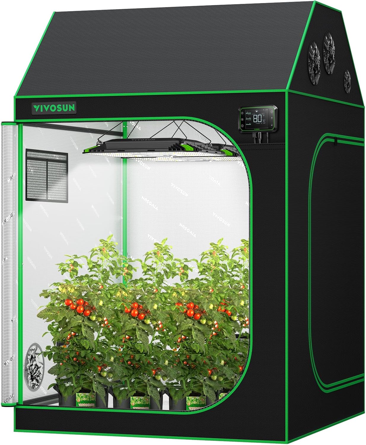 VIVOSUN R446 4x4 Grow Tent, 48"x48"x72" Roof Cube Tent with Observation Window and Floor Tray for Hydroponics Indoor Plant for VS4000/VSF4300
