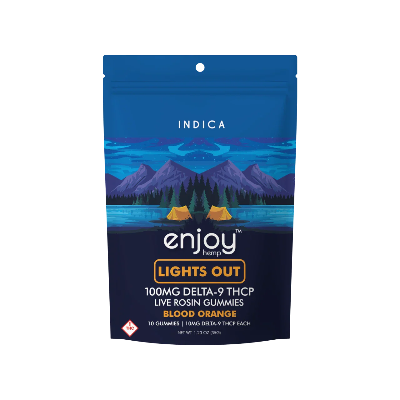 Enjoy Hemp 100mg Live Rosin Pure THCP Gummies (Lights Out) - Indica-Infused Blood Orange (10 per case) Best Sales Price - Gummies