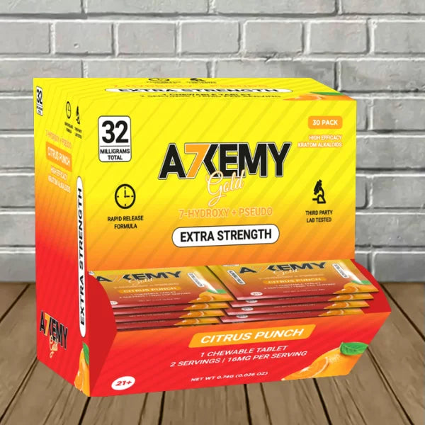 Alkemy Gold 7-Hydroxy + Pseudo Extra Strength Chewable Tablet 32mg Full Case (30ct)