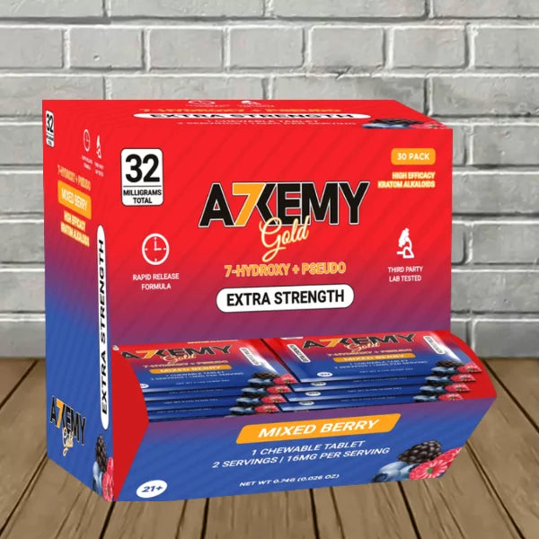 Alkemy Gold 7-Hydroxy + Pseudo Extra Strength Chewable Tablet 32mg Full Case (30ct)