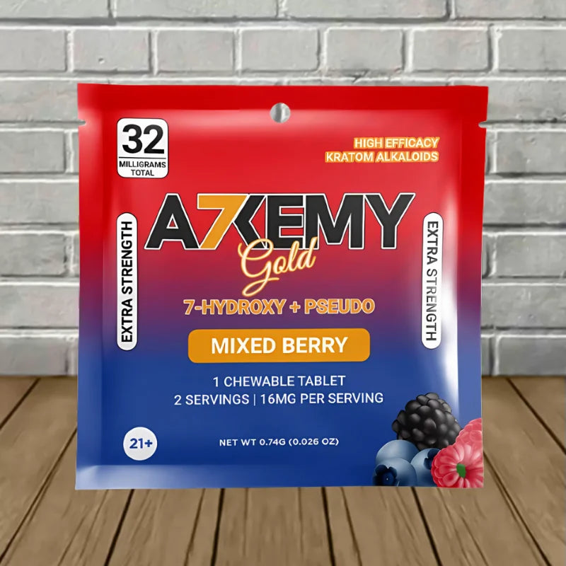 Alkemy Gold 7-Hydroxy + Pseudo Extra Strength Chewable Tablet 32mg Full Case (30ct)