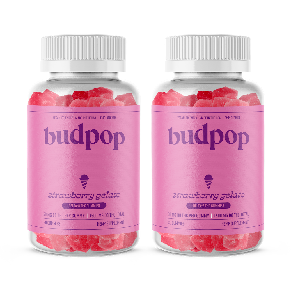 BudPop Delta-8 Strawberry Gelato Gummies (750-3000mg)