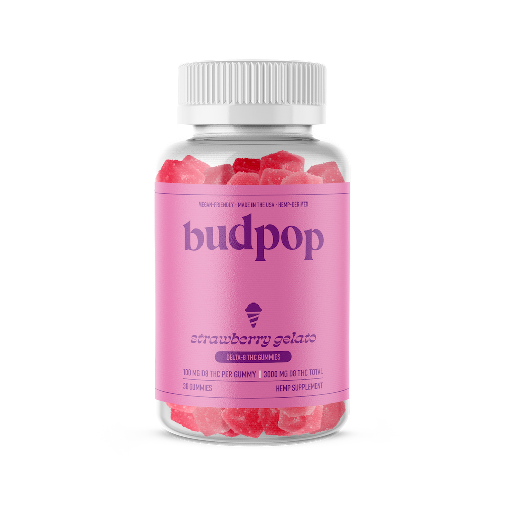BudPop Delta-8 Strawberry Gelato Gummies (750-3000mg)