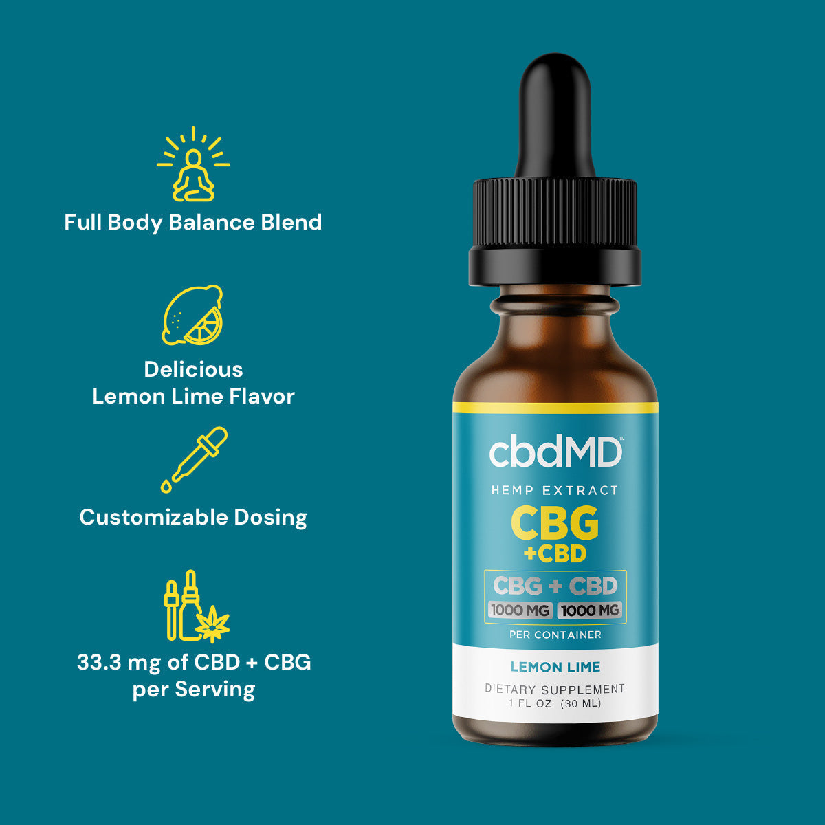 cbdMD Broad Spectrum CBG + CBD Oil Tincture