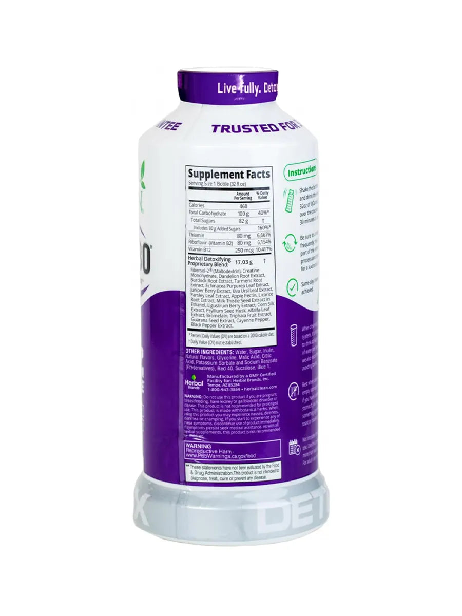 Grape Herbal Clean QCarbo32 Same-Day Premium Detox Drink 32 Fl Oz
