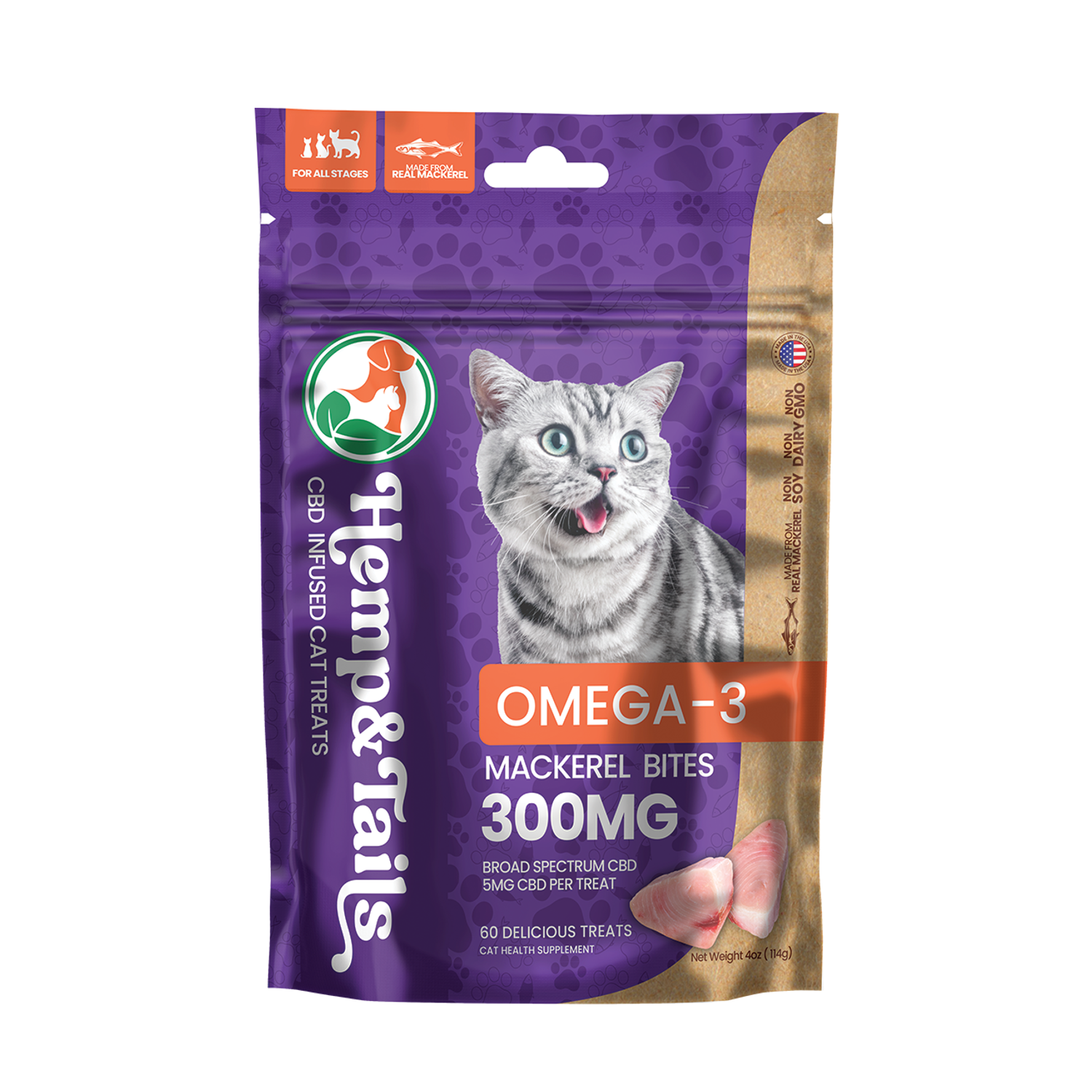 Hemp & Tails Cat Treats - Omega 3 - Mackerel Bites