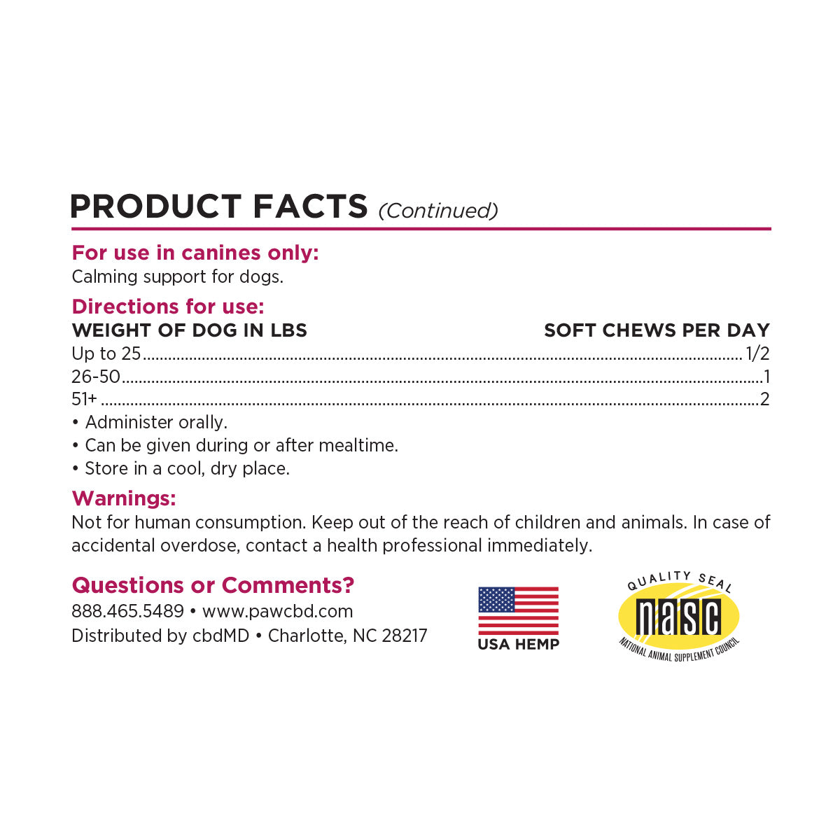 Paw CBD Broad Spectrum CBD Dog Calming Chews