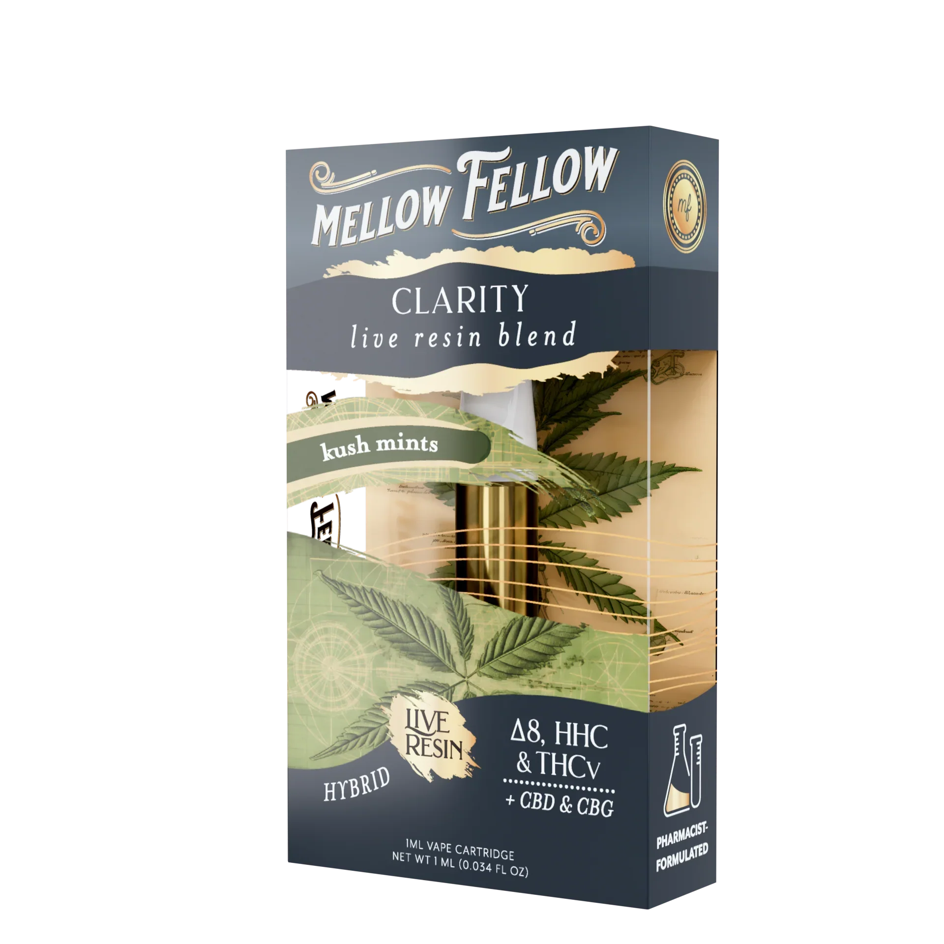 Mellow Fellow Clarity Blend 1ml Live Resin Vape Cartridge - Kush Mints (Hybrid) Best Price