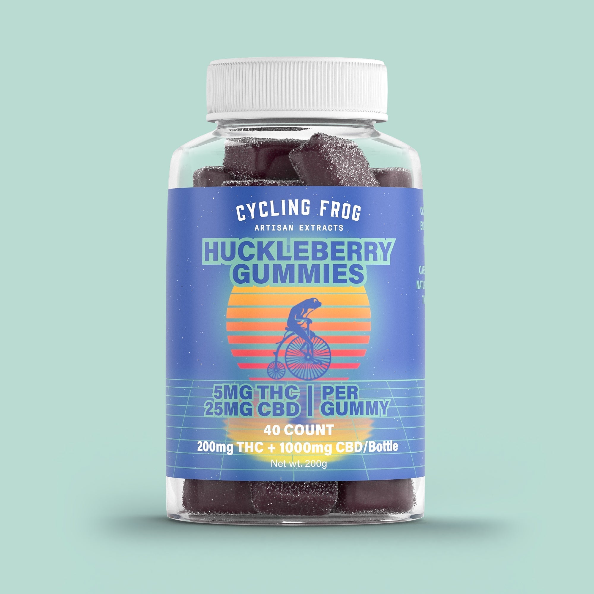 Cycling Frog Huckleberry Gummies, 5mg THC + 25mg CBD
