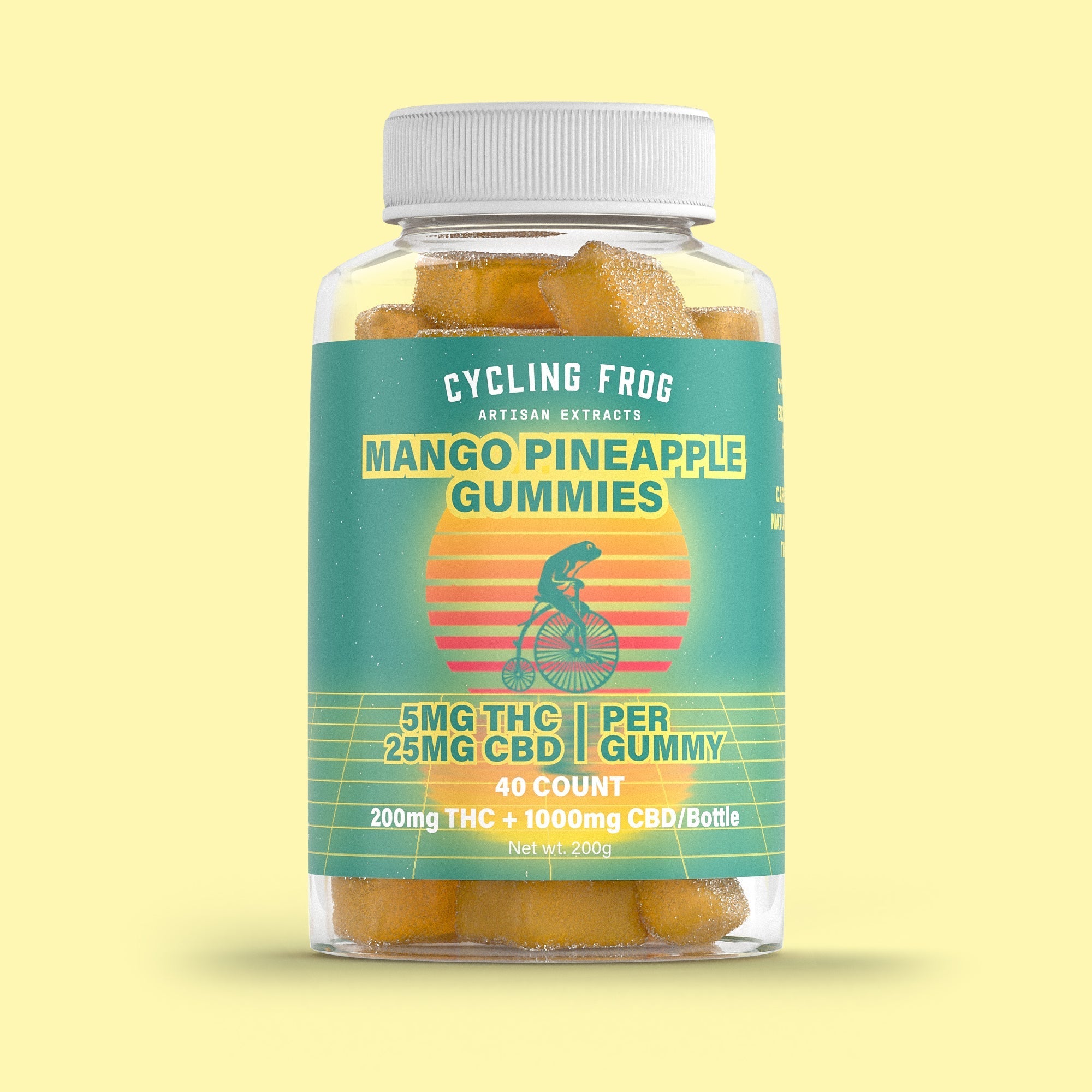 Cycling Frog Mango-Pineapple Gummies, 5mg THC + 25mg CBD