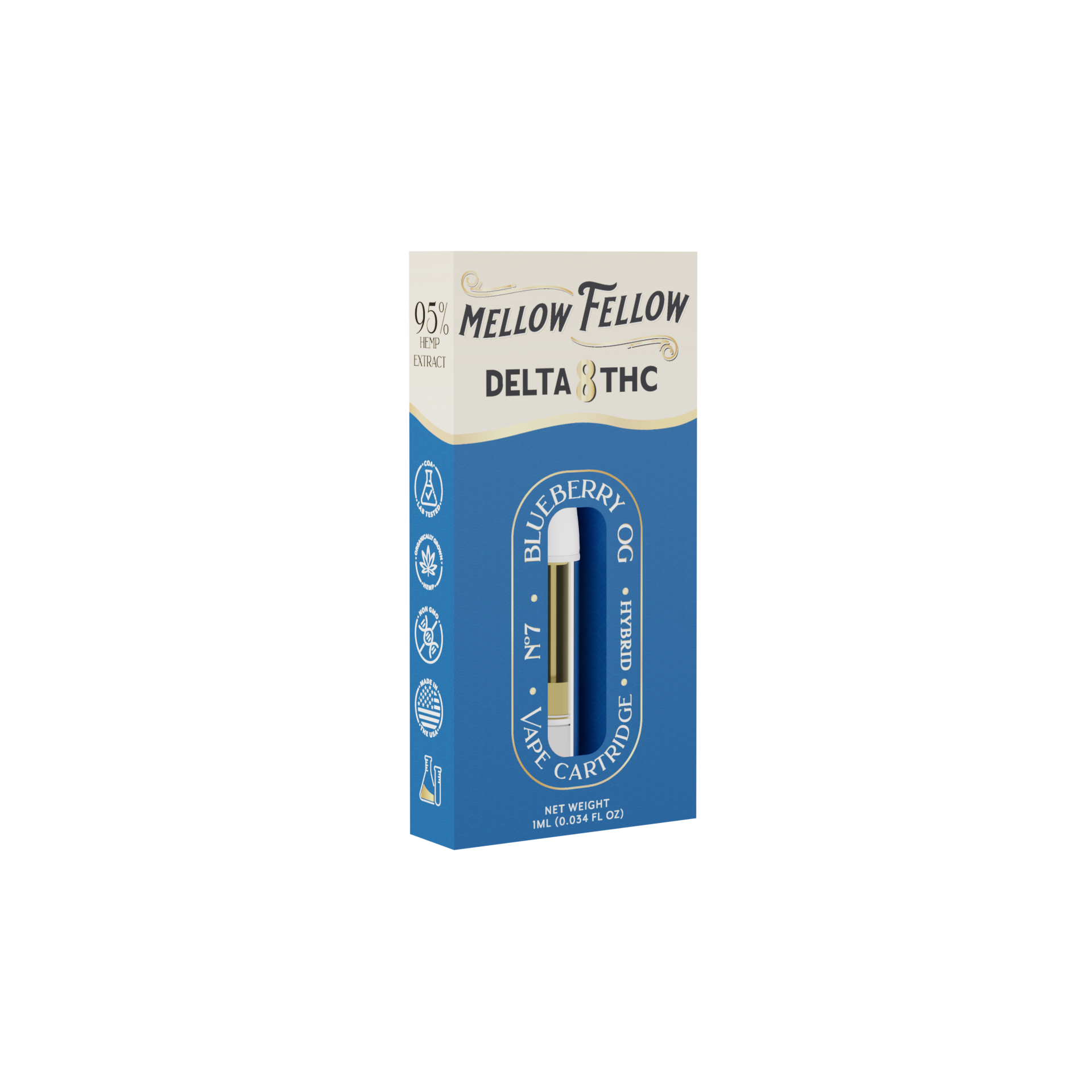 Mellow Fellow Delta 8 1ml Vape Cartridge Blueberry OG Best Price