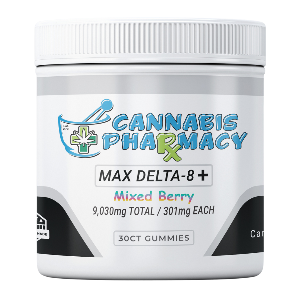 Cannabis Pharmacy | Heavyweight Delta8 Max | 250mg D8 + 50mg CBD + 1mg THCP – Mixed Berry – 30ct
