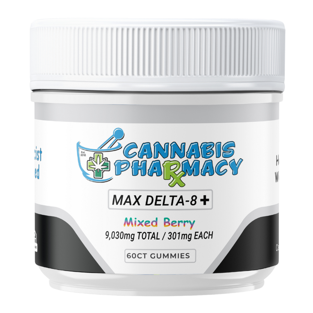 Cannabis Pharmacy | Heavyweight Delta8 Max | 250mg D8 + 50mg CBD + 1mg THCP – Mixed Berry – 60ct