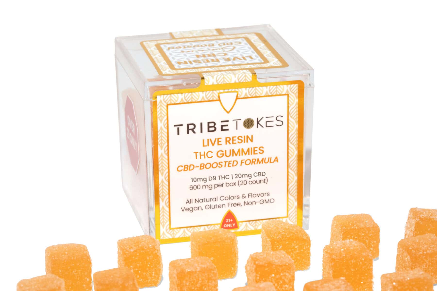 TribeTokes THC Live Resin Gummies | 600mg | CBD-Boosted | Mango