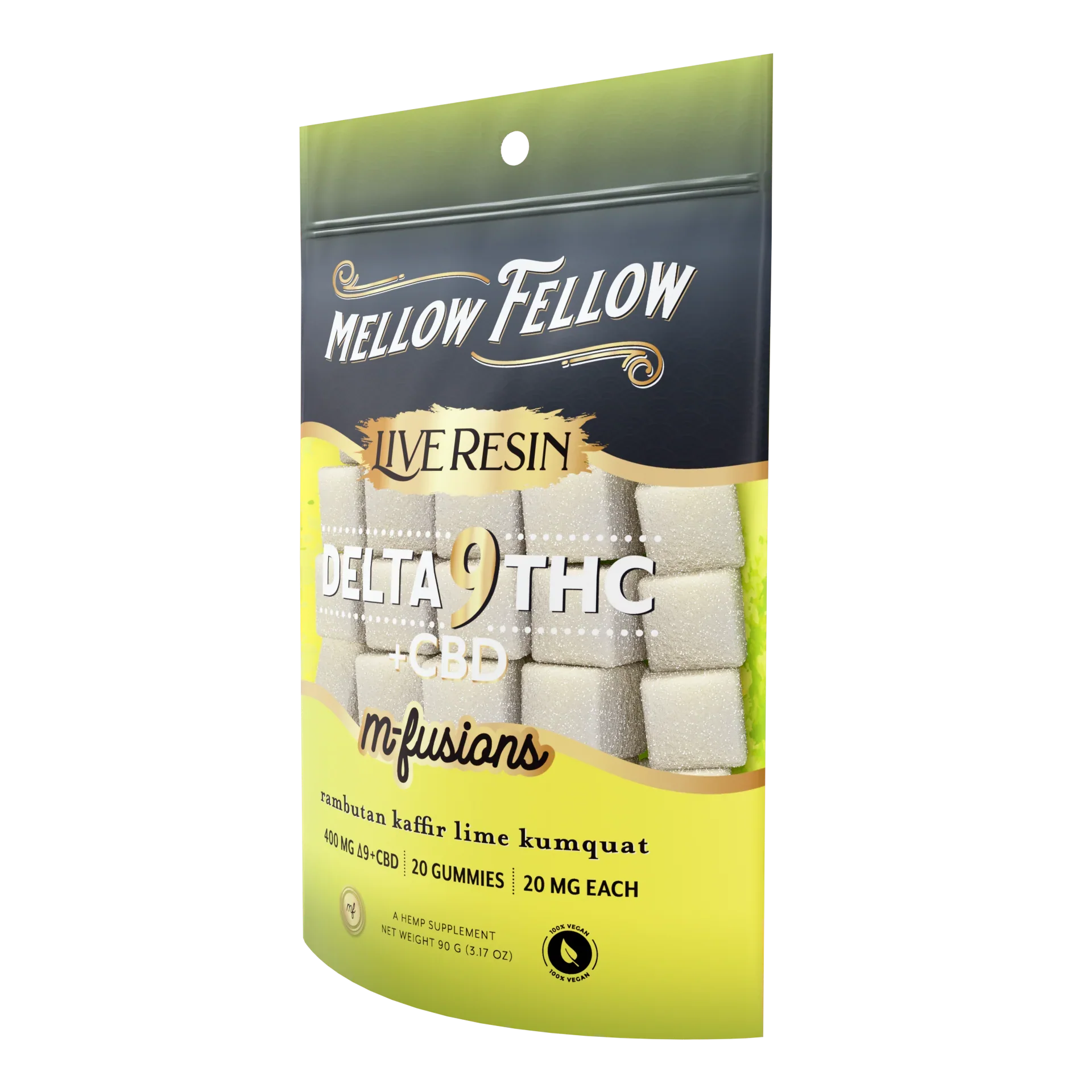 Mellow Fellow Delta 9 Live Resin Edibles 400mg - Rambutan Kaffir Lime Kumquat Best Price