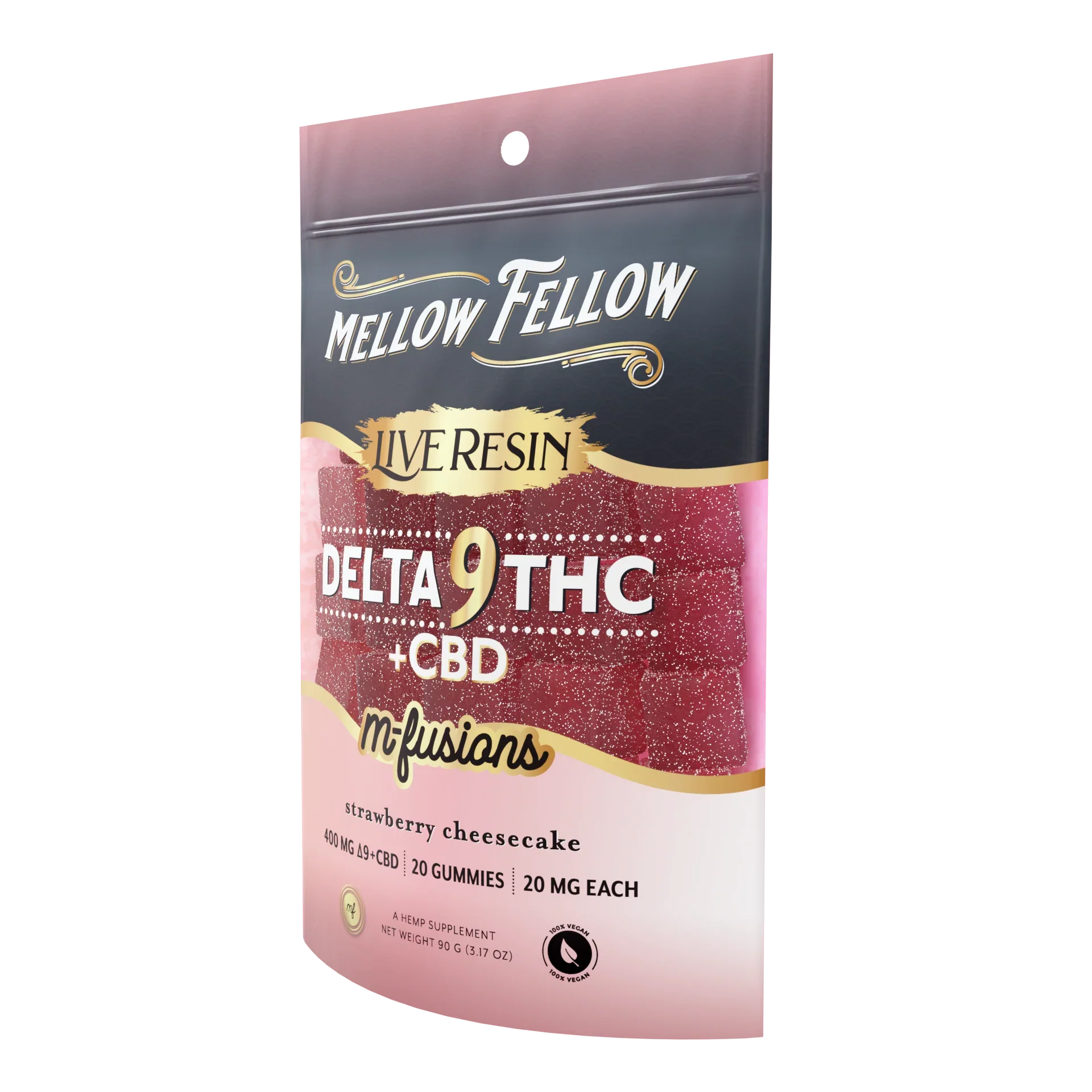 Mellow Fellow Delta 9 Live Resin Edibles 400mg - Strawberry Cheesecake Best Price