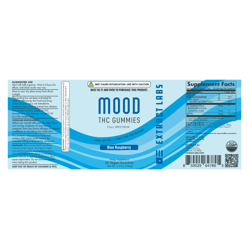 Extract Labs Delta 9 Gummies | Mood Gummies | Blue Raspberry