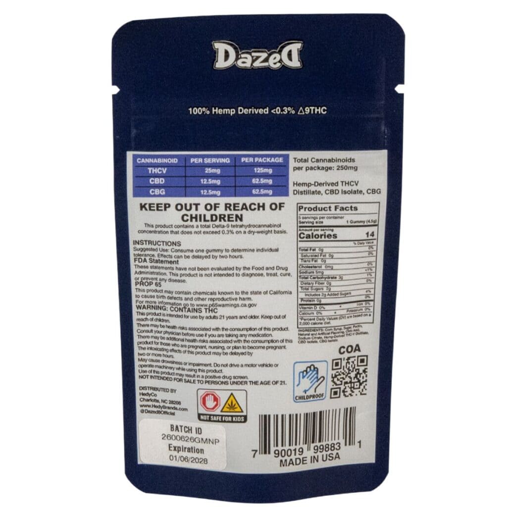 Dazed THCV Gummies 5ct – Naked Peach