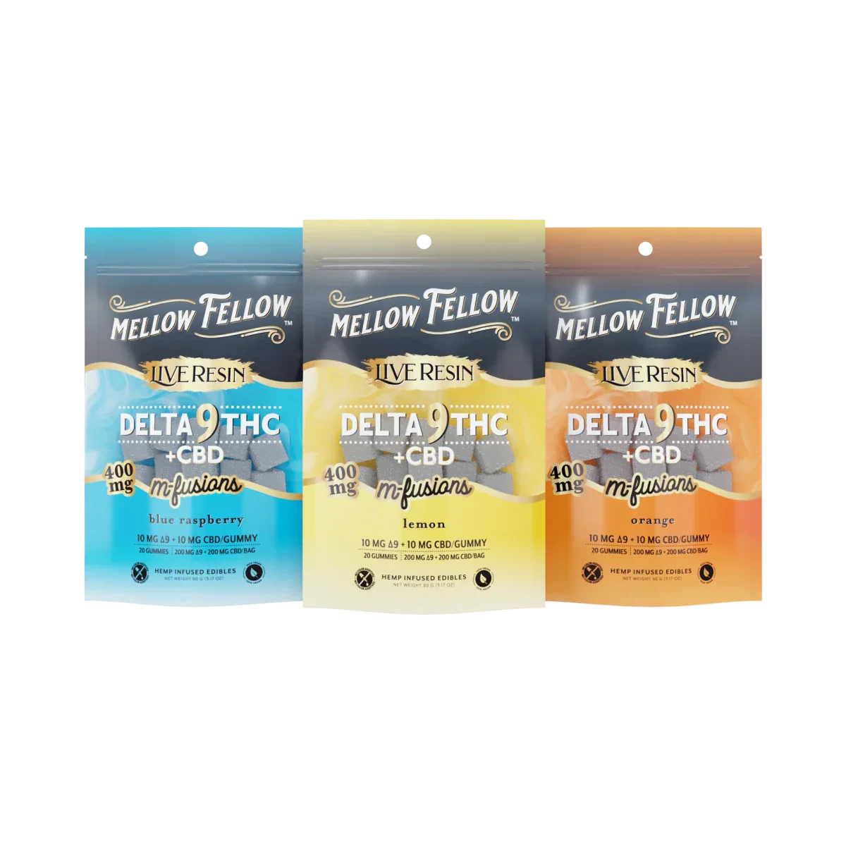 Mellow Fellow Delta 9 Live Resin Edibles 400mg (3 pack) Best Sales Price - Bundles