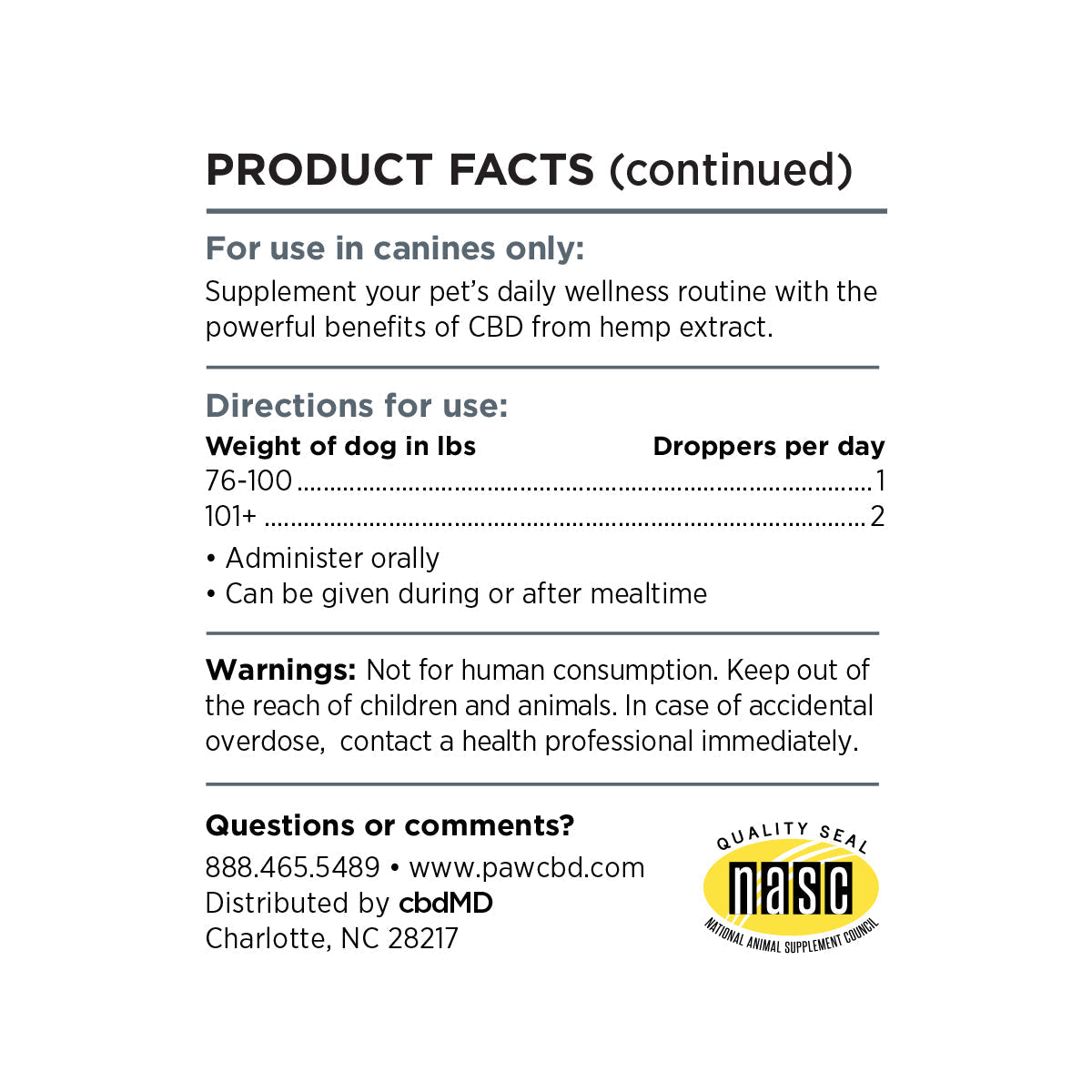 Paw CBD Broad Spectrum CBD Dog Oil Tincture