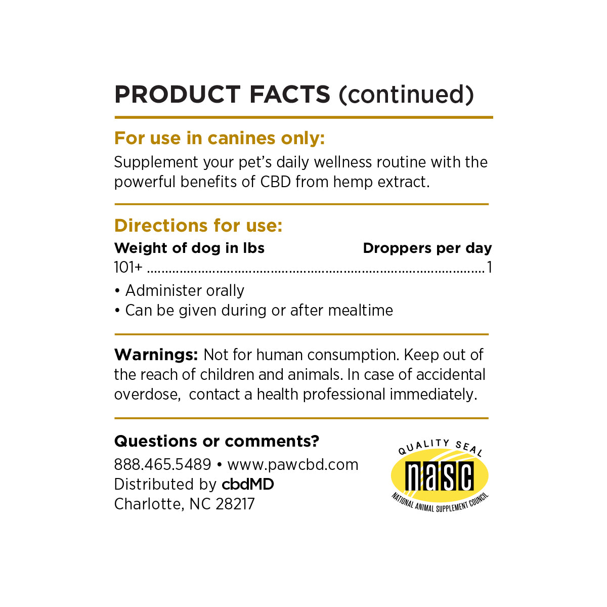 Paw CBD Broad Spectrum CBD Dog Oil Tincture