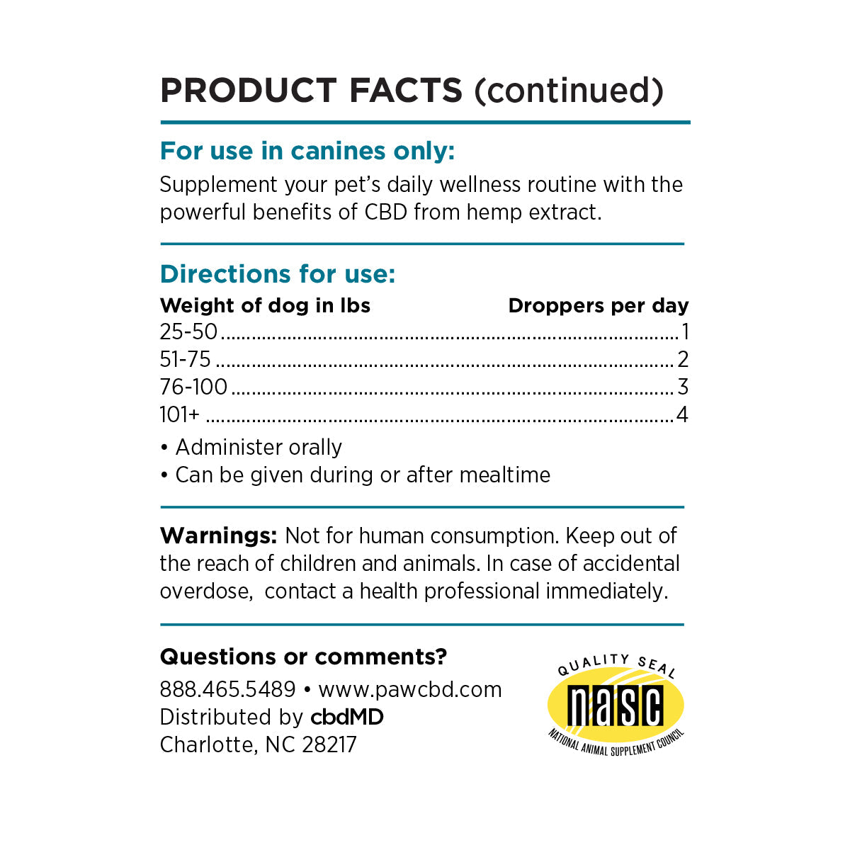 Paw CBD Broad Spectrum CBD Dog Oil Tincture