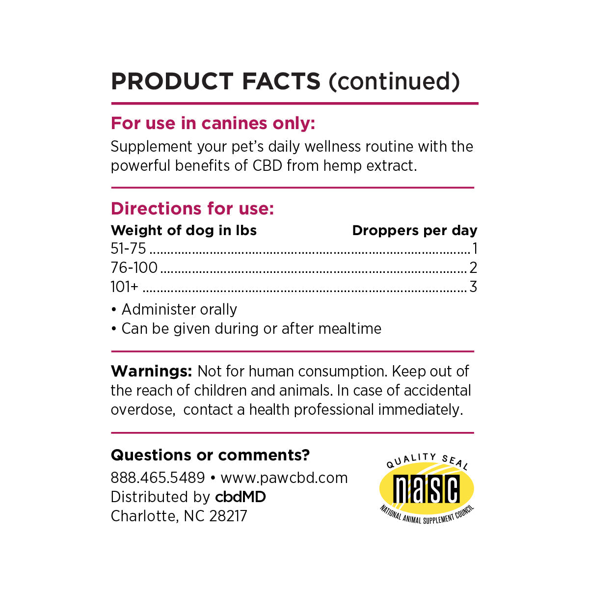 Paw CBD Broad Spectrum CBD Dog Oil Tincture