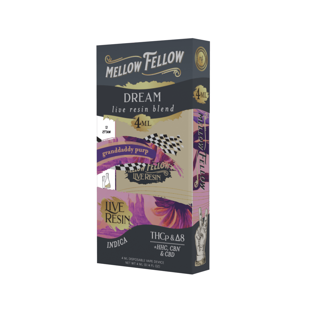 Mellow Fellow Dream Blend 4ml Live Resin Disposable Vape - Granddaddy Purp (Indica) Best Price