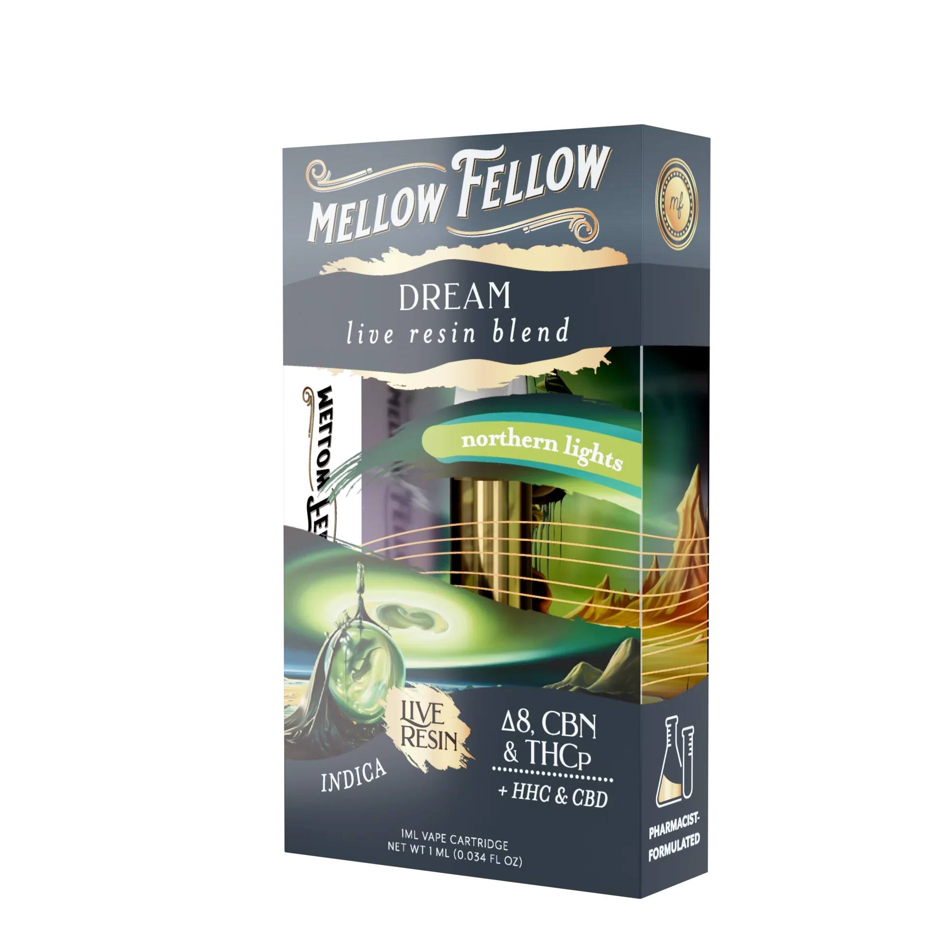 Mellow Fellow Dream Blend 1ml Live Resin Vape Cartridge - Northern Lights (Indica) Best Price