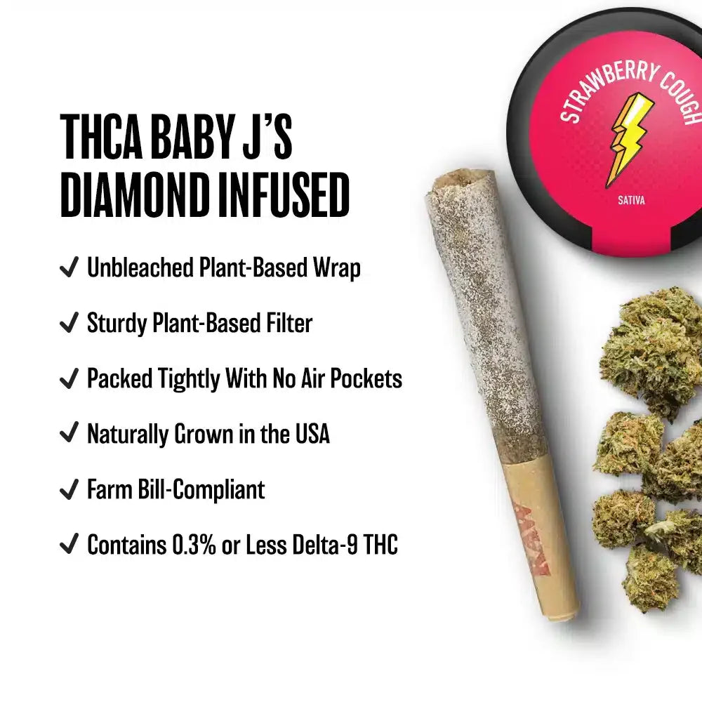 THCA Baby J's - Triple-Infused Pre-Rolls - Strawberry Cough Strain