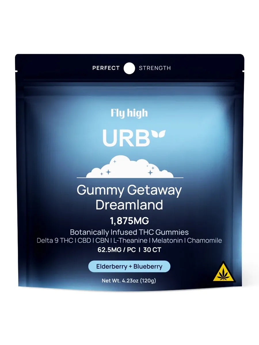 Elderberry & Blueberry Fly High Urb Gummy Getaway Dreamland Botanically Infused THC Gummies 1875mg 30ct