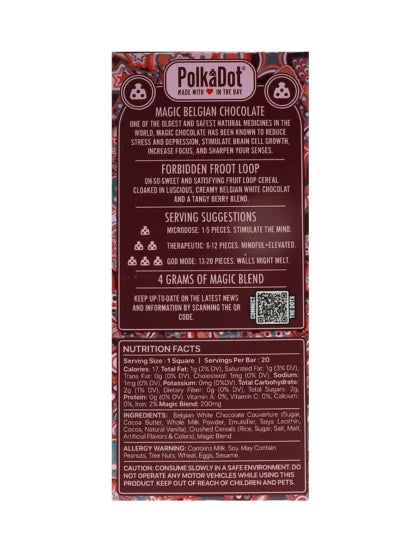 Forbidden Froot Loop PolkaDot Magic Mushroom Belgian White Chocolate 200mg Magic Per Piece Best Price