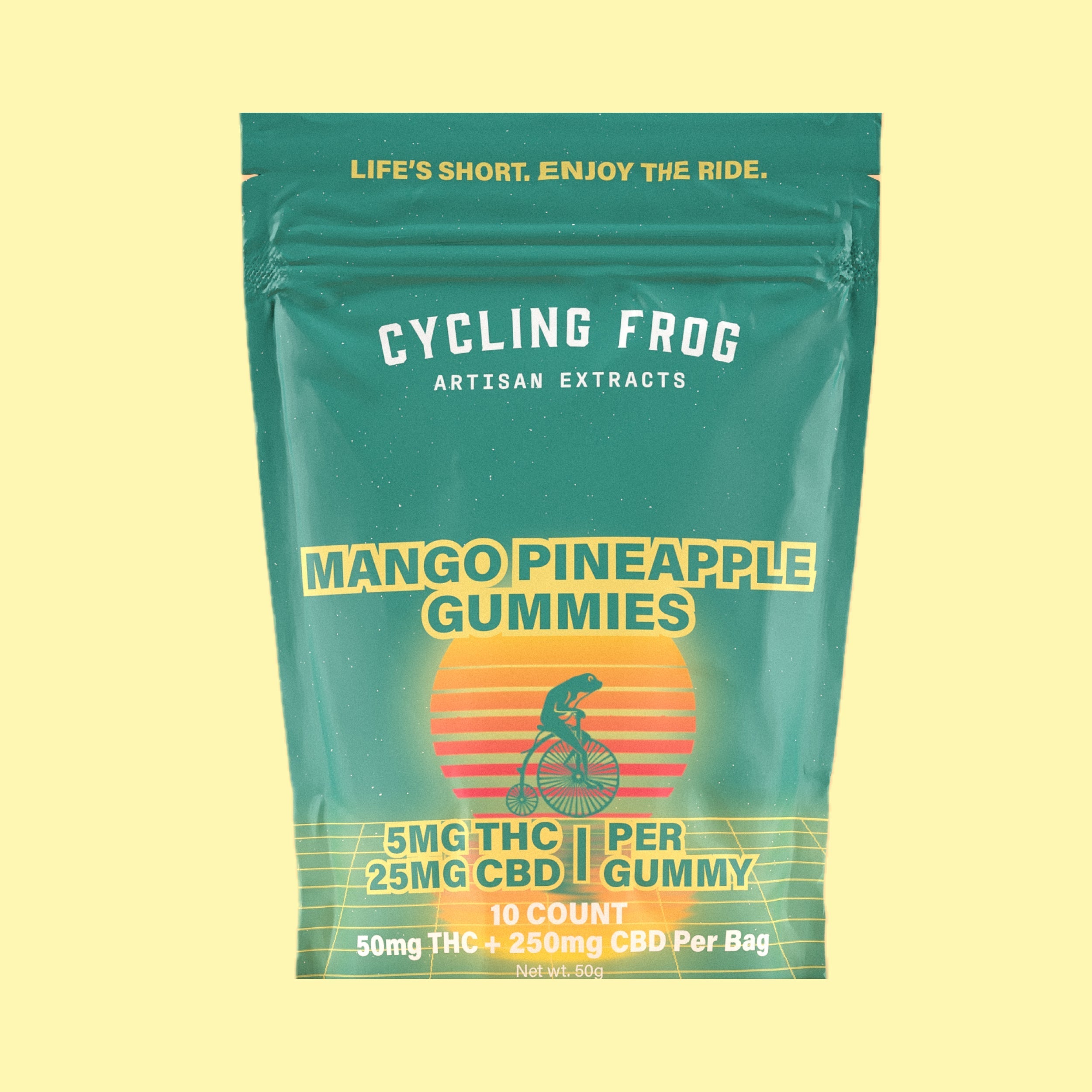 Cycling Frog Mango-Pineapple Gummies, 5mg THC + 25mg CBD