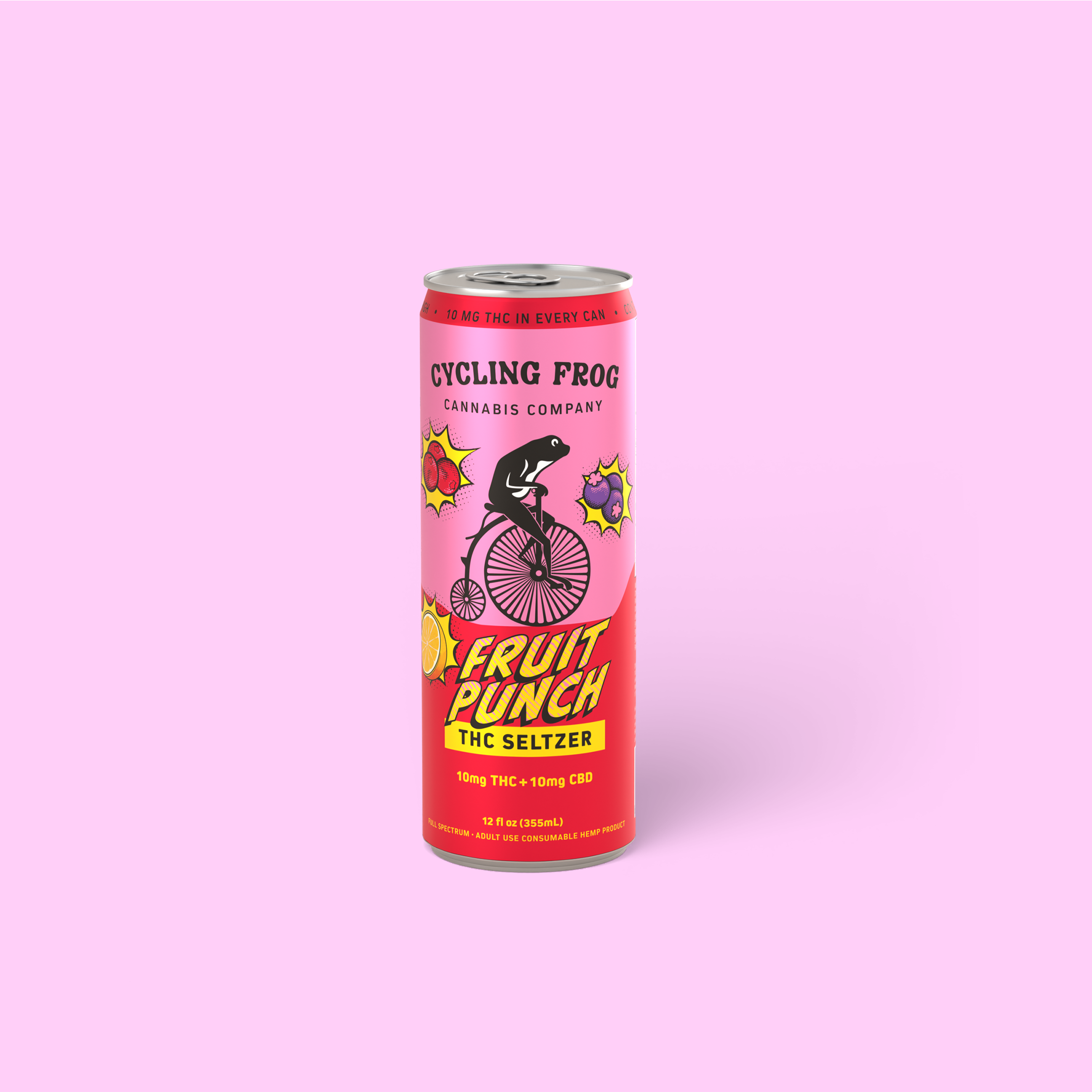 Fruit Punch THC Seltzer, 10mg THC + 10mg CBD