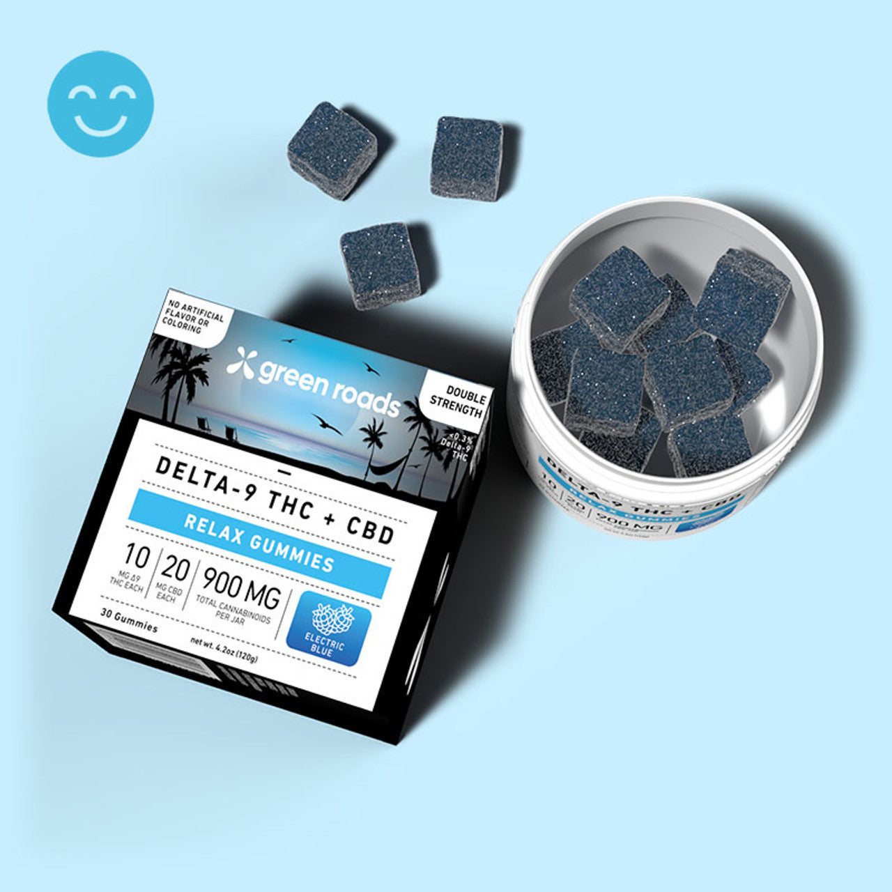 Green Roads ELECTRIC BLUE THC RELAX GUMMIES - (30CT) 900MG Best Price