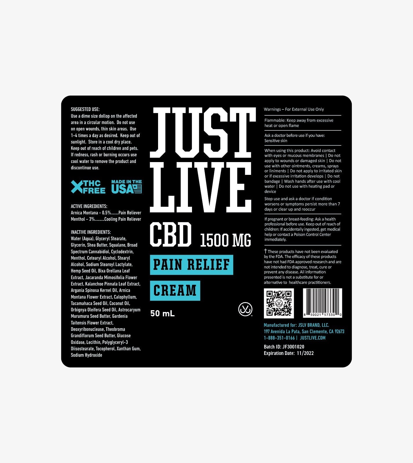 Just Live Pain Relief Cream