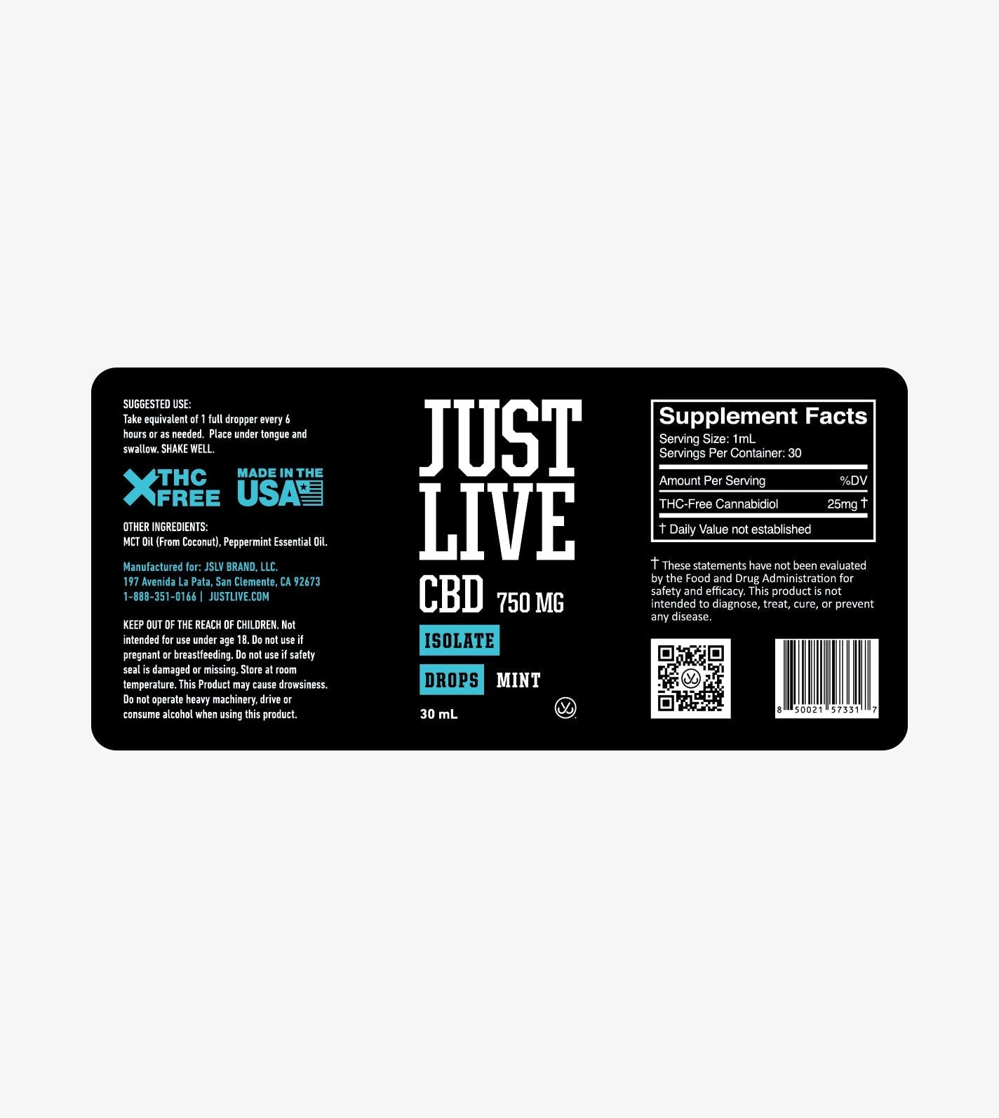 Just Live Isolate Mint Drops - 750MG