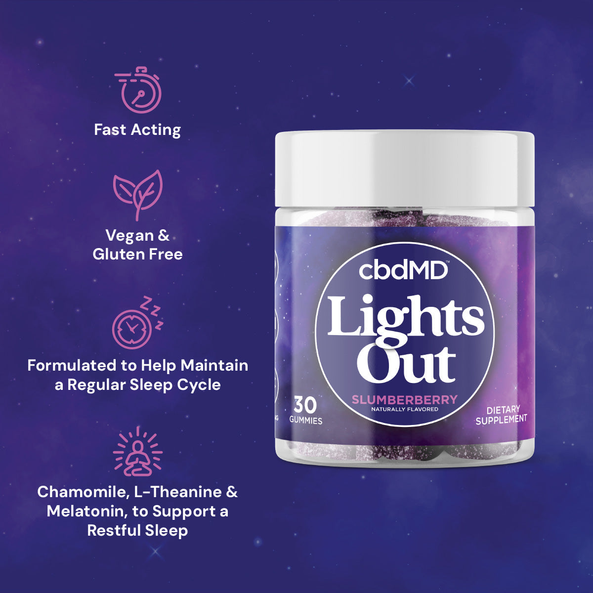 cbdMD Delta 9 THC Lights Out Sleep Gummies