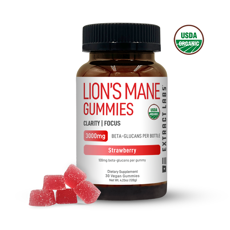 Extract Labs Organic Lion’s Mane Gummies | Focus | Strawberry Best Sales Price - Gummies