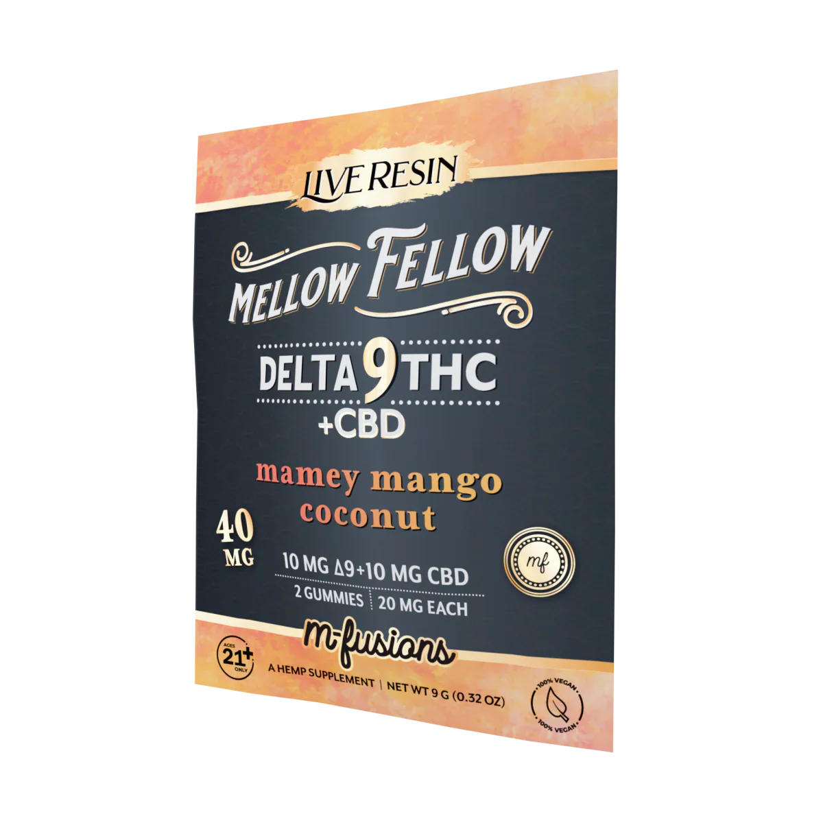 Mellow Fellow Delta 9 Live Resin Gummies 40mg 2 ct. - Mamey Mango Coconut Best Price