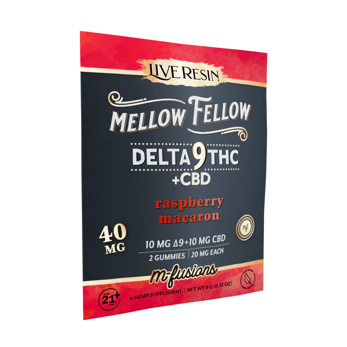 Mellow Fellow Delta 9 Live Resin Gummies 40mg 2 ct. - Raspberry Macaron Best Price