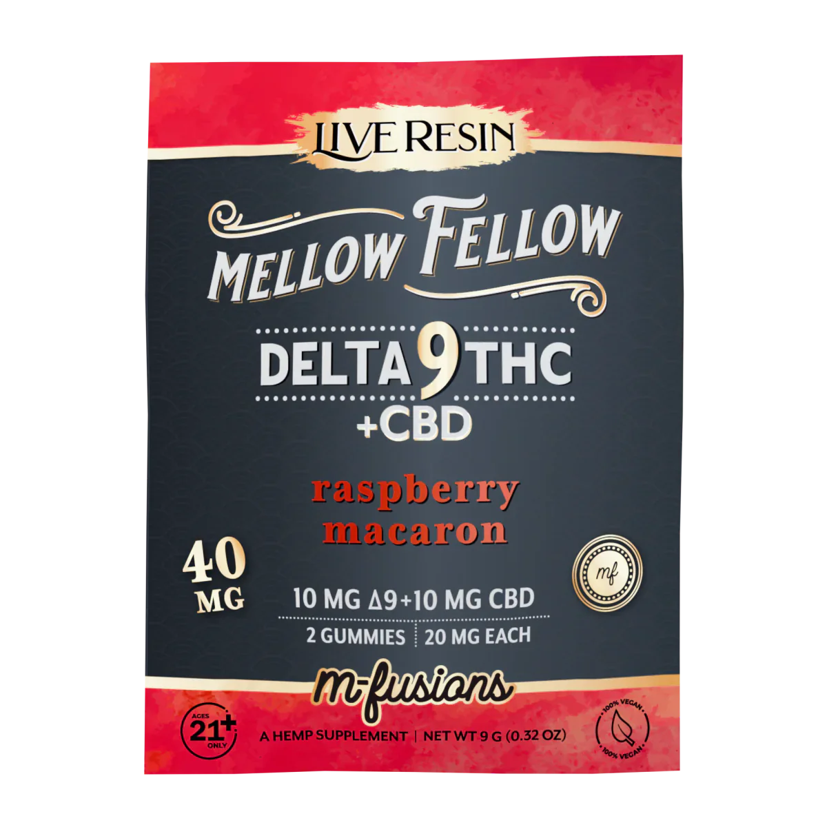 Mellow Fellow Delta 9 Live Resin Gummies 40mg 2 ct. - Raspberry Macaron Best Price